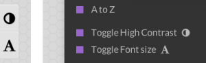 Image showing what the contrast and type size widgets look like.