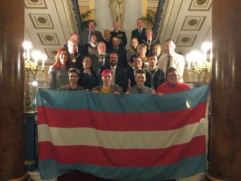Transgender flag at Liverpool Town Hall