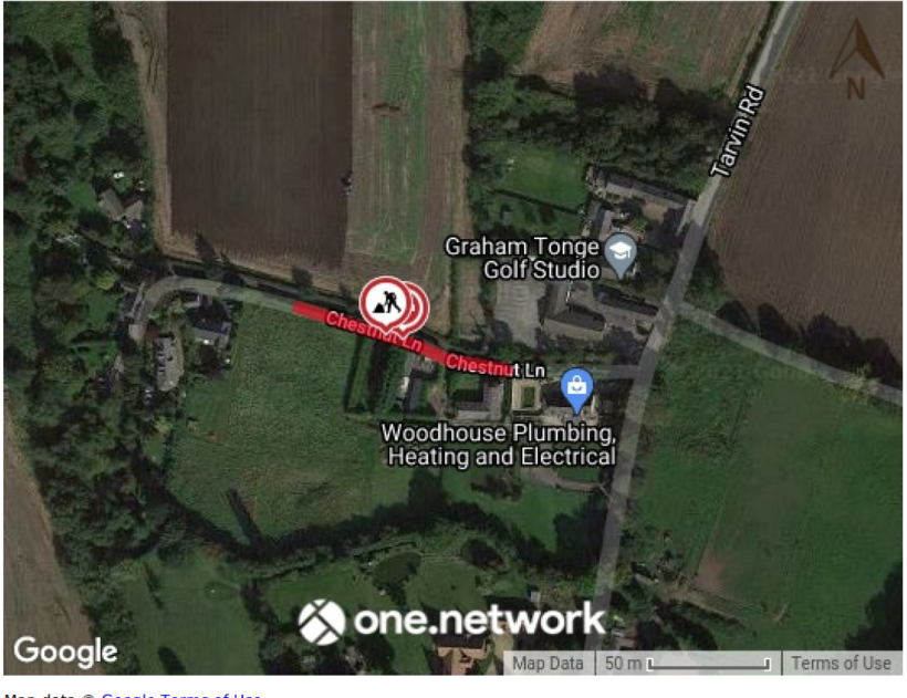 Map showing diversion route