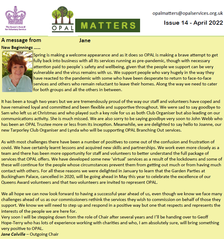 OPAL MATTERS Newsletter 14 - April 2022