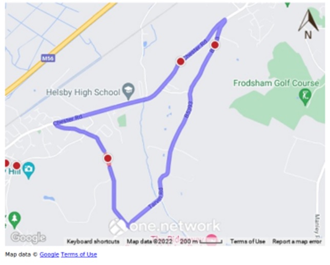Bates Lane Diversion route Map