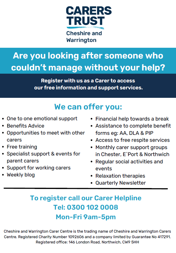 Carers Trust Cheshire & Warrington Flyer