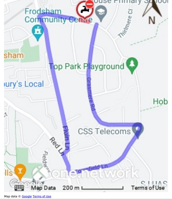 Langdale Way road diversion map